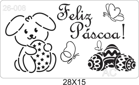 Stencil  Coellho da Páscoa, Feliz Páscoa, Páscoa   26-008
