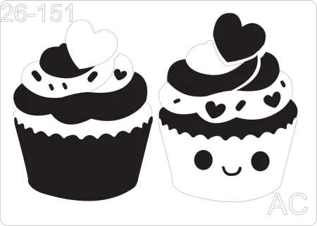 Stencil cup cake c/ carinha 26-151