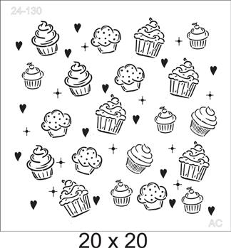 Stencil Estampa Cupcakes 24-130