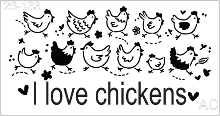 Stencil   Eu amo galinhas- galinha    26-133