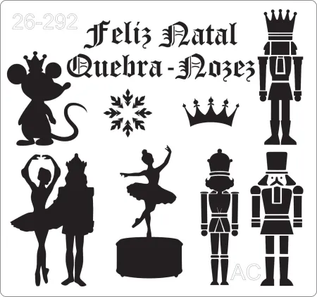 Stencil Feliz Natal- Natal Quebra Nozes  26-292