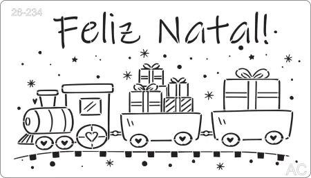 Stencil  Feliz Natal/ trenzinho  - Natal - 26-234