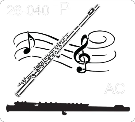 Stencil Flauta transversal, instrumento musical   26-040