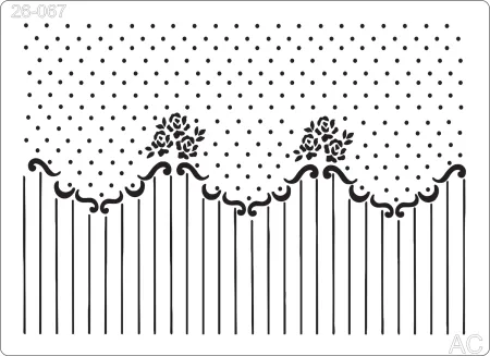 Stencil Listra com poá e flores   26-067