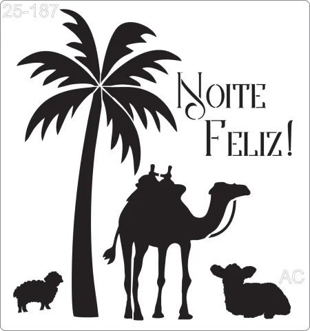 Stencil  Manjedoura- Noite Feliz- Camelo      25-187