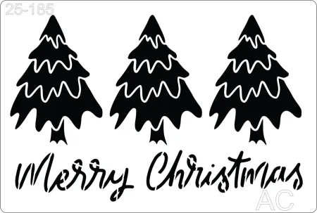 Stencil  Merry Christmas  - Árvores de Natal- Pinheiros    25-185