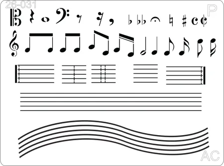 Stencil Notas musicais   26-031