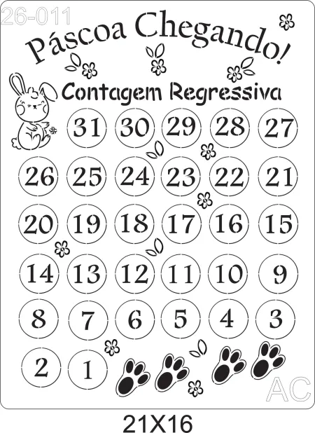 Stencil Páscoa Chegando, Calendário    26-011