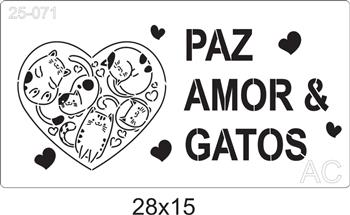 Stencil Paz Amor e Gatos   25-071