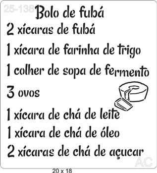 Stencil Receita Bolo de fubá  25-138