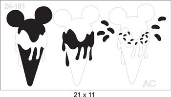 Stencil Sorvete Casquinha  Minnie/Michey 24-181
