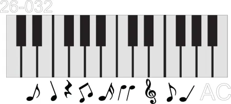 Stencil  Teclado, instrumento musical, notas musicais   26-032