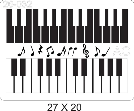 Stencil  Teclado, instrumento musical, notas musicais   26-032