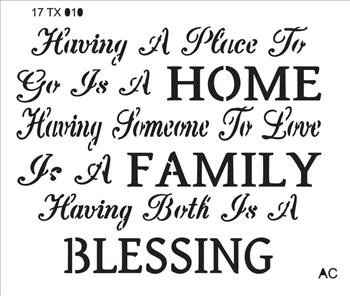 Stencil Texto Casa e família  17tx010