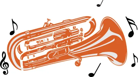 Stencil Tuba, instrumento musical, notas musicais 26-036