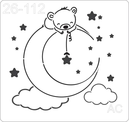 Stencil Ursinho na lua/ urso - 26-112