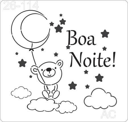 Stencil  Ursinho na lua/ urso -  26-114