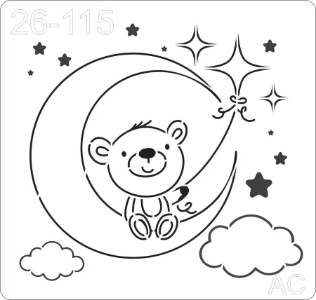 Stencil  Ursinho na lua/ urso -  26-115