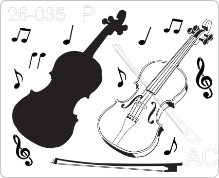 Stencil Violino, instrumento musical, notas musicais 26-035