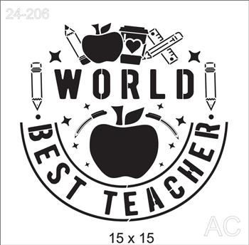 Stencil World Best Teacher (Melhor professor do mundo) 24-206