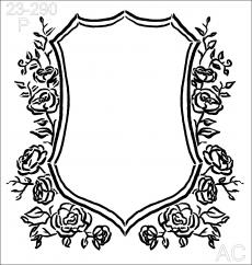 Stencil  Brasão/ Moldura c/ Flores  23-290