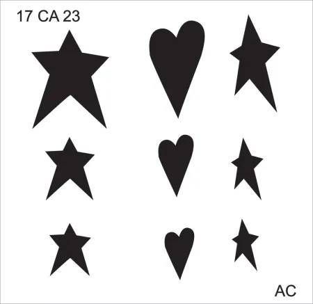 Stencil Coração e estrela country  17ca023
