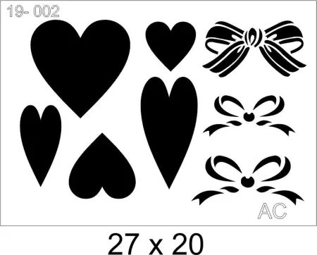 Stencil corações e laços 19-002