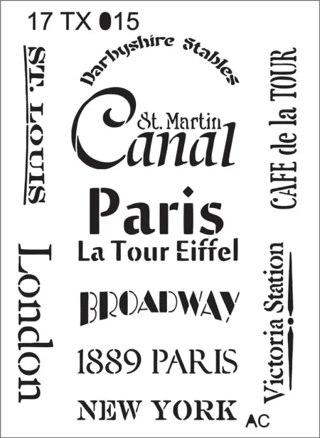 Stencil Texto París      17tx015