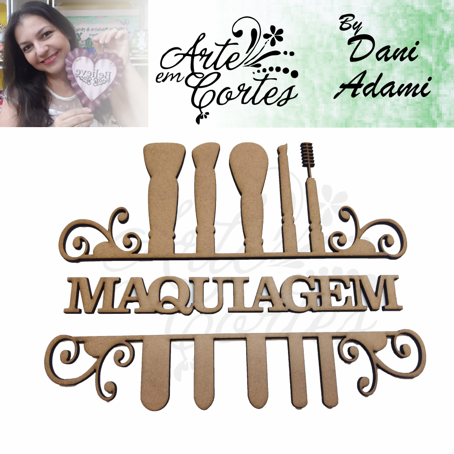 Aplique em MDF MAKE UP ARTE EM CORTES By DANI ADAMI - 20mdfdani005