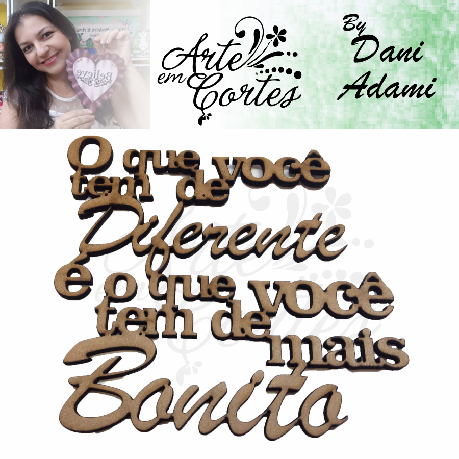 Aplique em MDF TEXTO  ARTE EM CORTES By DANI ADAMI - 20mdfdani004