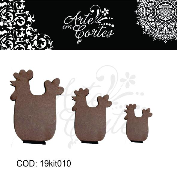 Kit em MDF. Placas Galinhas 19kit010