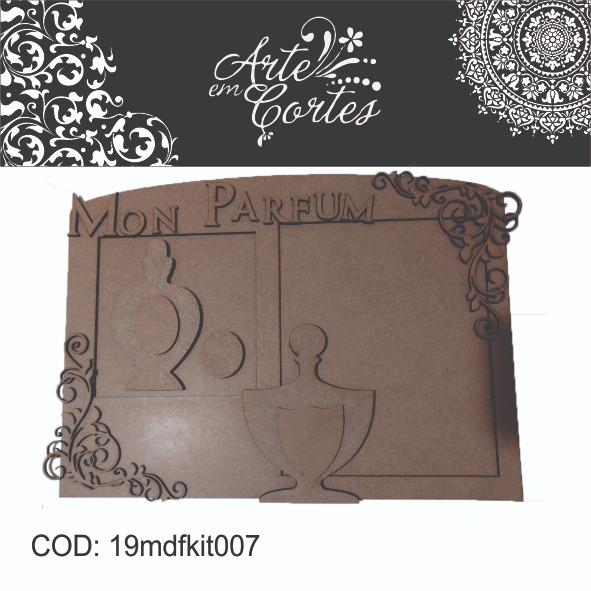 Kit em MDF. Placa e Apliques Perfumes 19kit007