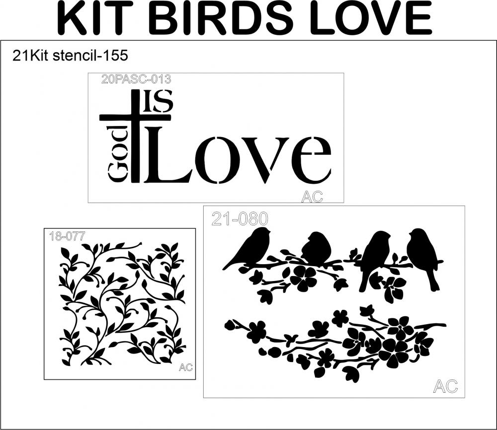 kit Birds  Love 21 kit stencil- 155