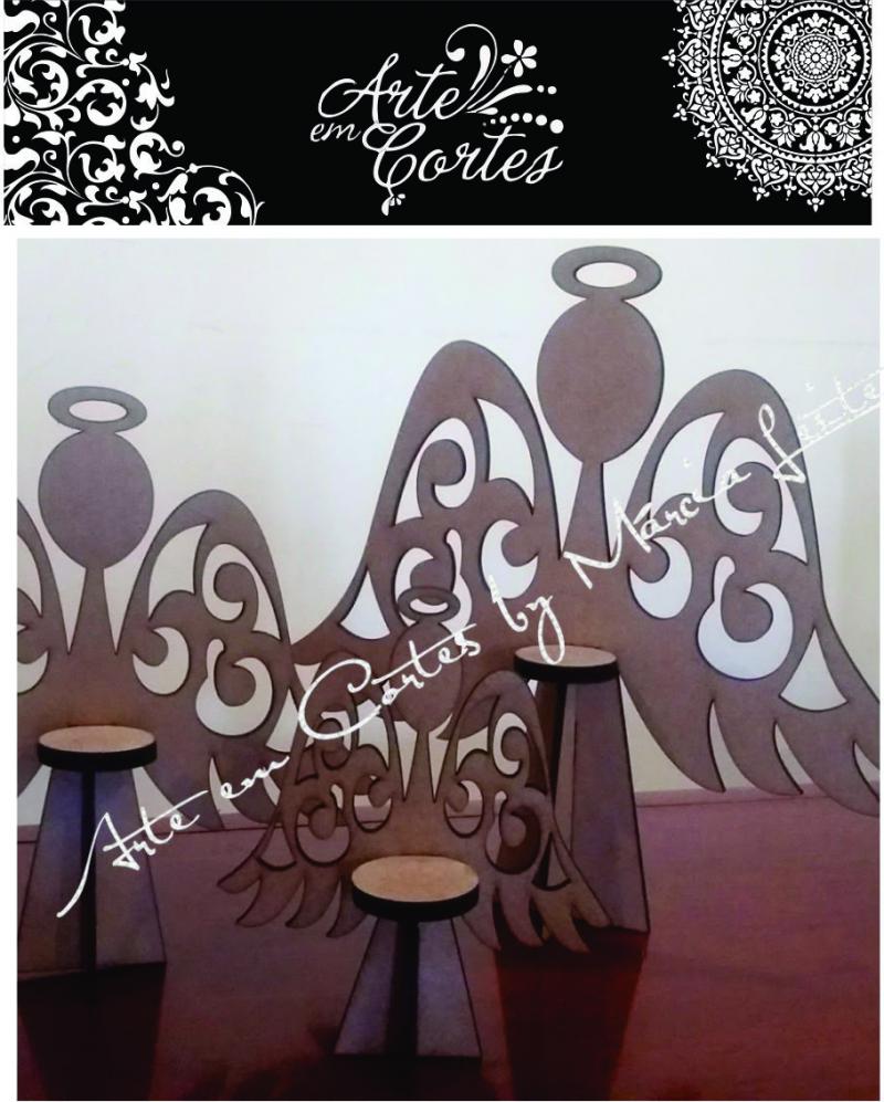 Peças Decorativa Trio de Anjos   - 18mdfdecn100