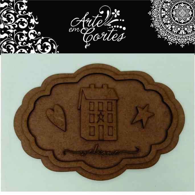 Placa em MDF. Placa Casinha Welcome 20-241