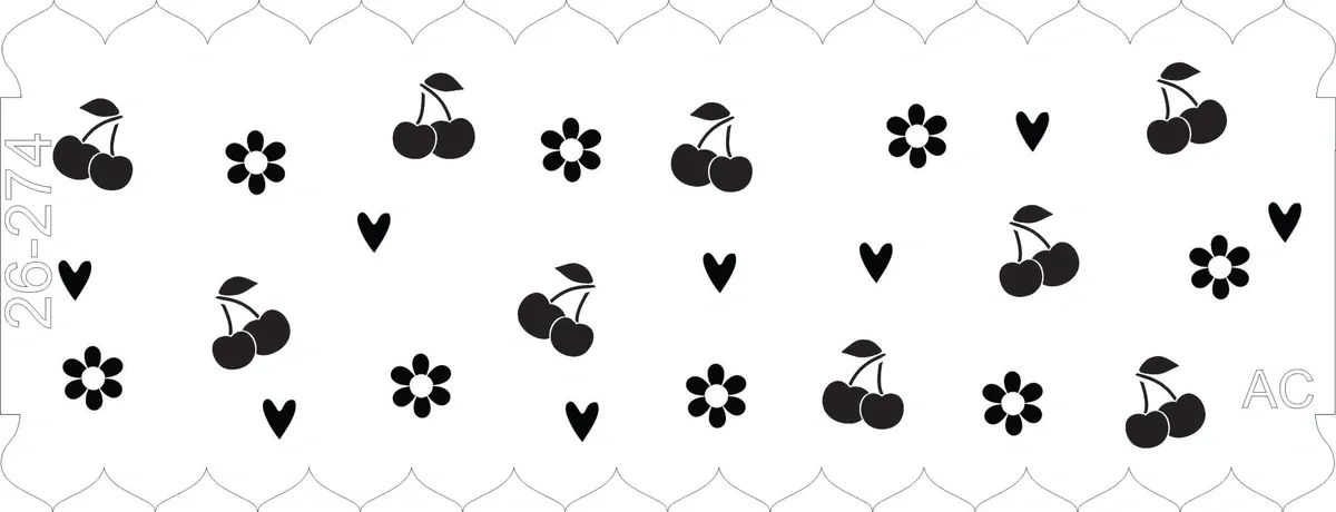 Stencil Barrado duplo cerejas e florzinhas  26-274