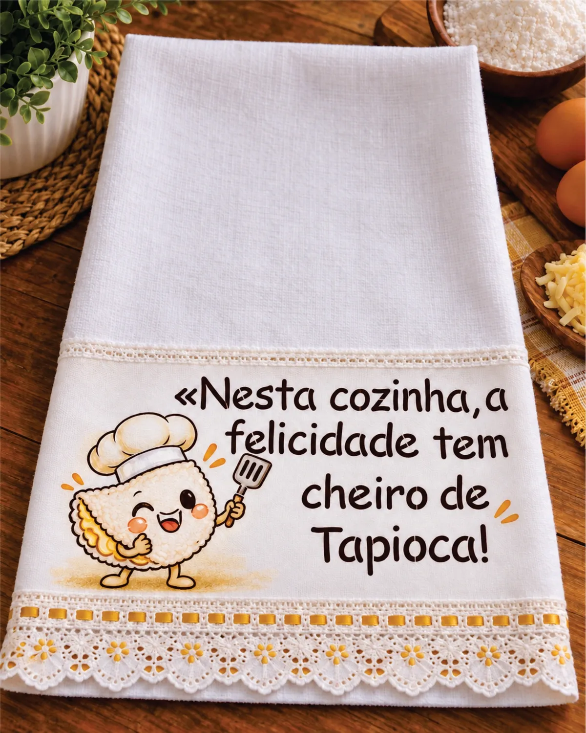 Stencil  Nesta cozinha a felicidade tem cheiro de  tapioca   26-282