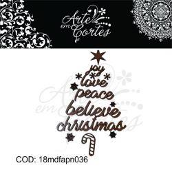 Aplique de ARVORE EM TEXTO DE NATAL 18mdfapn036