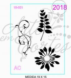 Stencil FOLHAS E FLORES COD: 18f021
