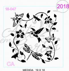 Stencil Fundo flores e borboletas 18fd047