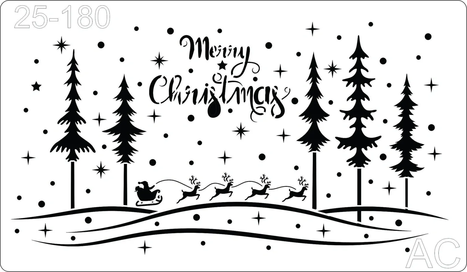 Stencil  Árvores -  Merry Christmas    25-180