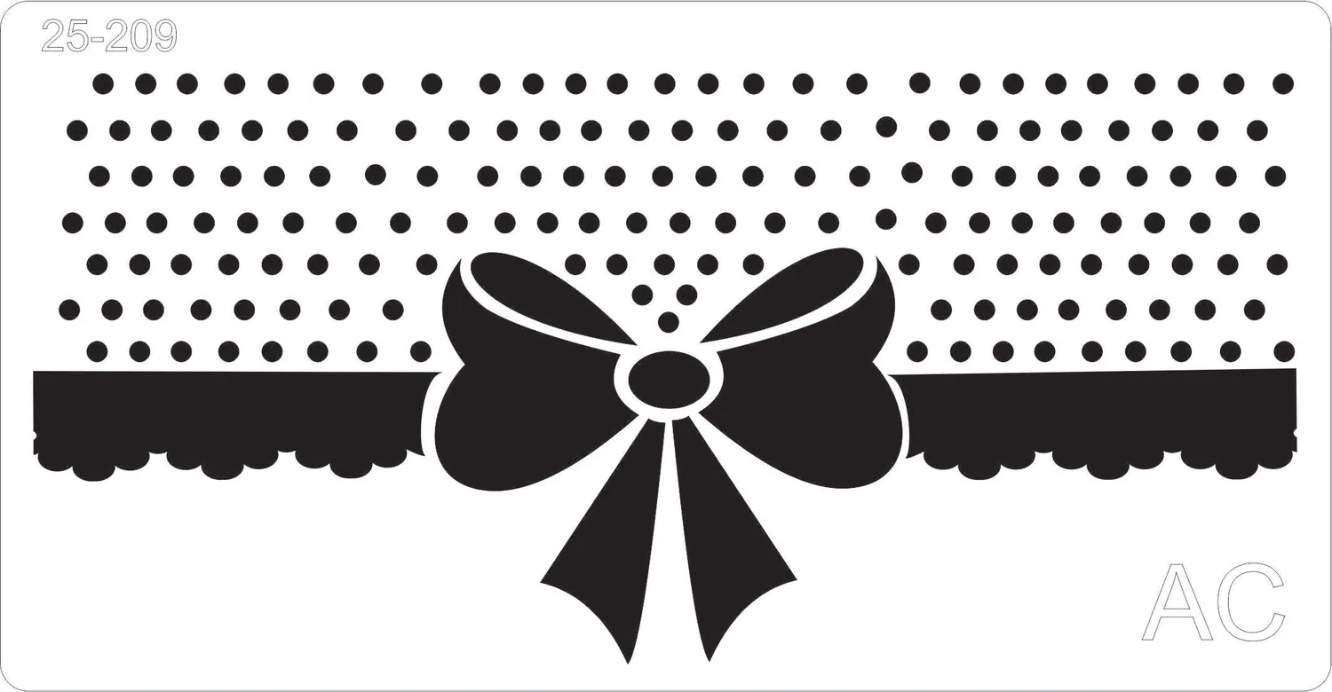 Stencil  Barrado com bolinhas e laço     25-209