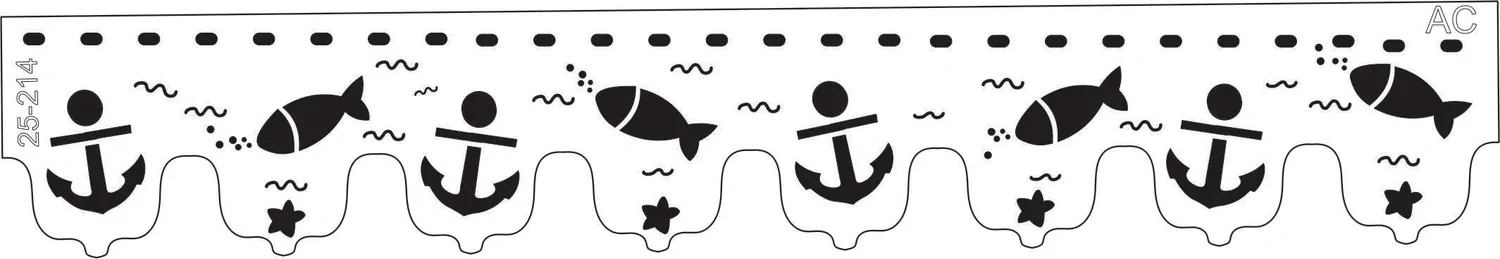 Stencil Barrado Marítimo ( peixinho e âncora)  25-214