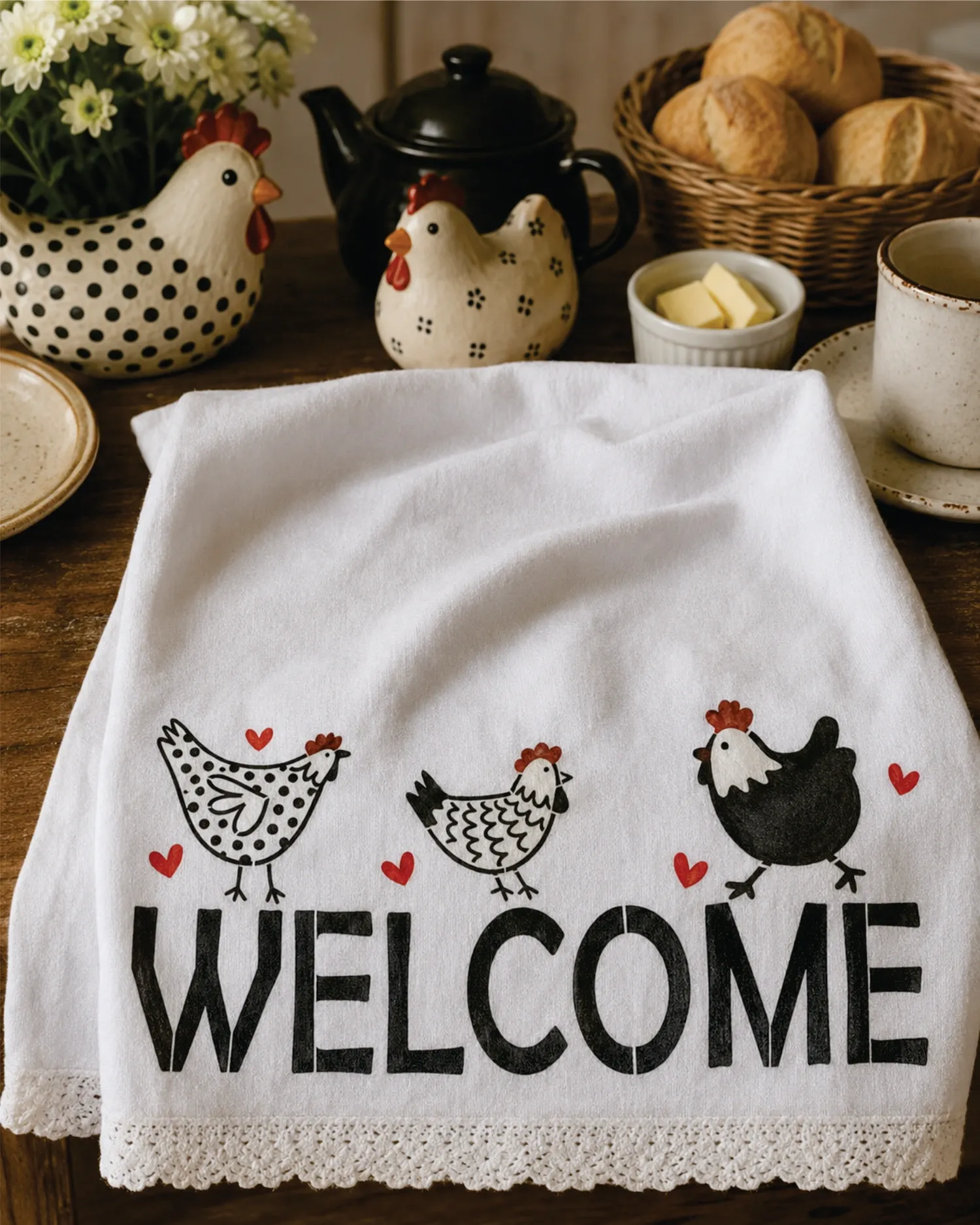 Stencil  bem vindo, welcome- galinha    26-134
