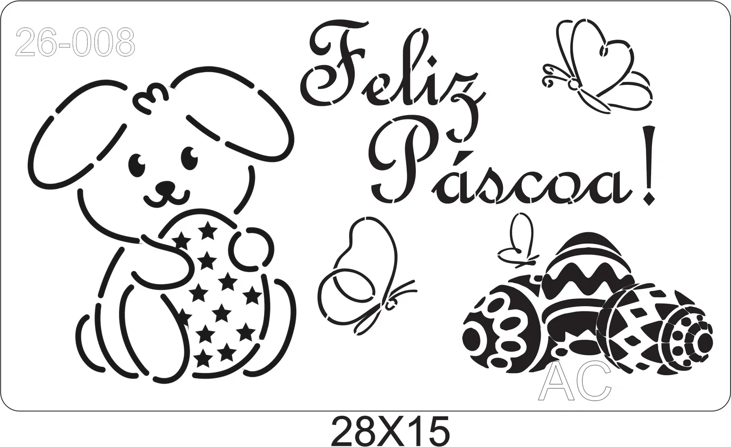 Stencil  Coellho da Páscoa, Feliz Páscoa, Páscoa   26-008