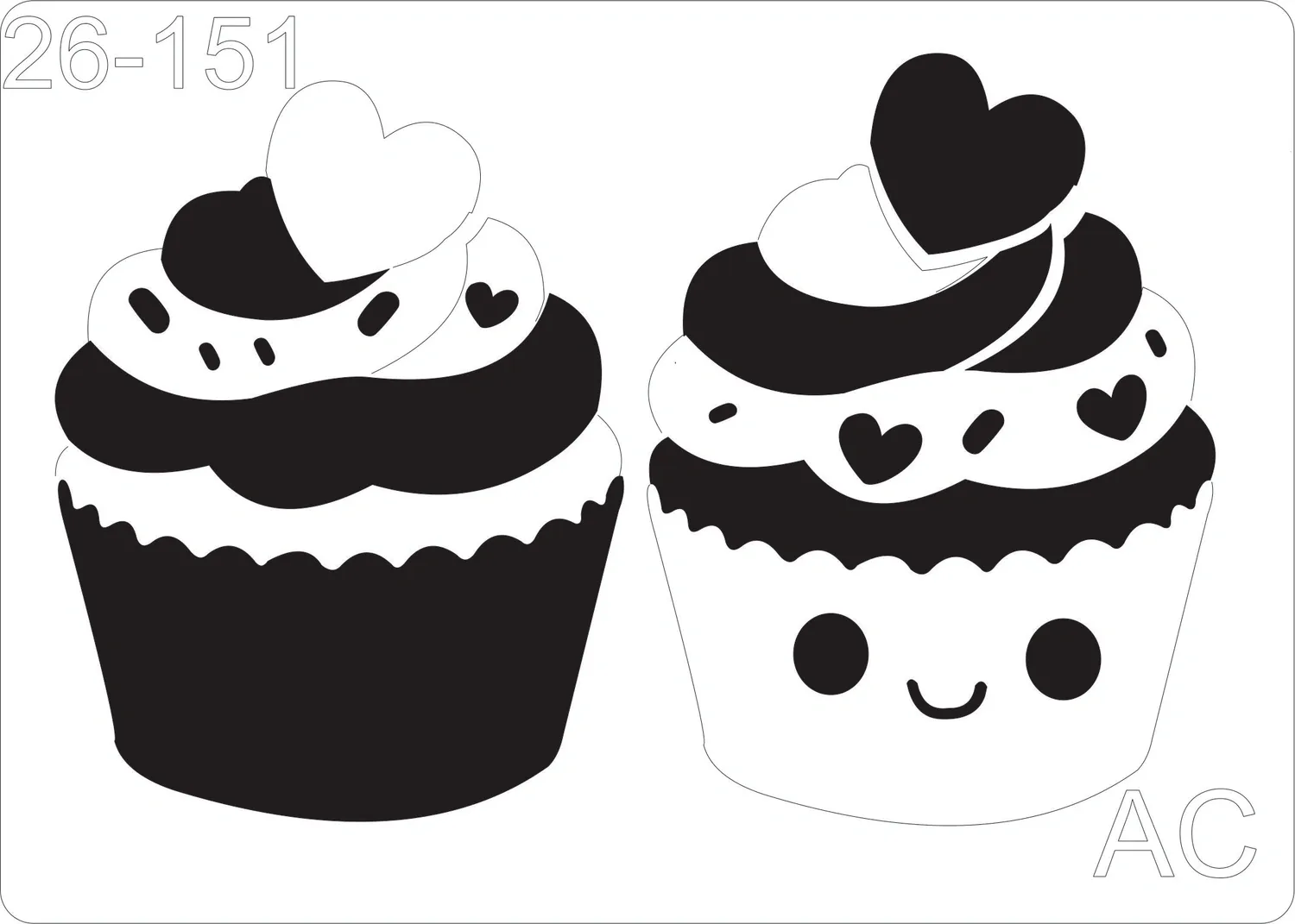 Stencil cup cake c/ carinha 26-151