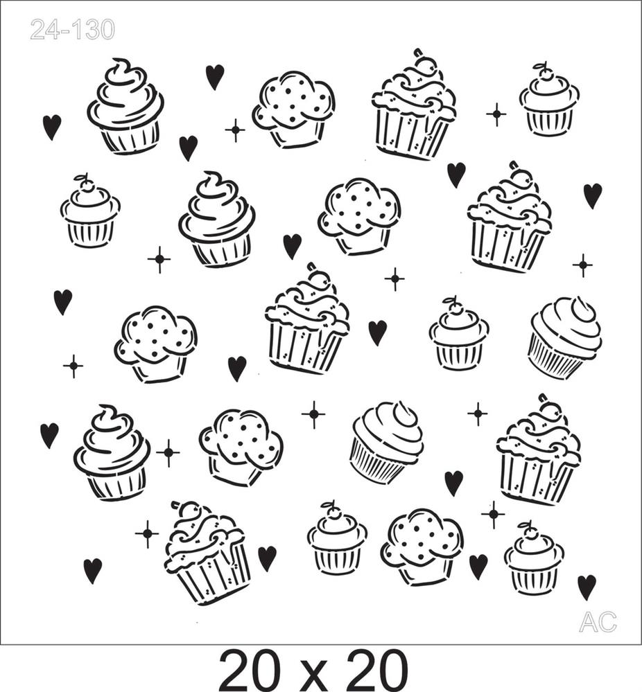 Stencil Estampa Cupcakes 24-130