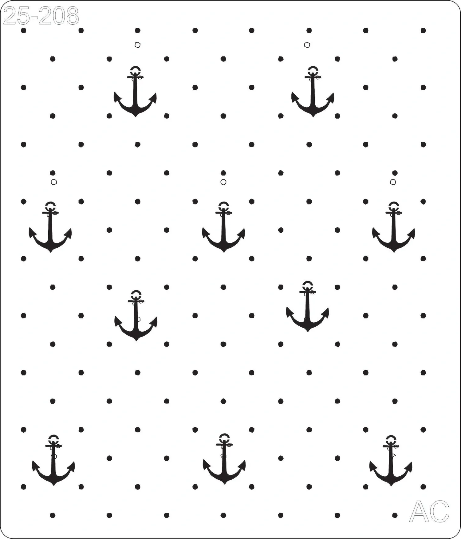 Stencil  Estamparia Âncora com bolinhas    25-208
