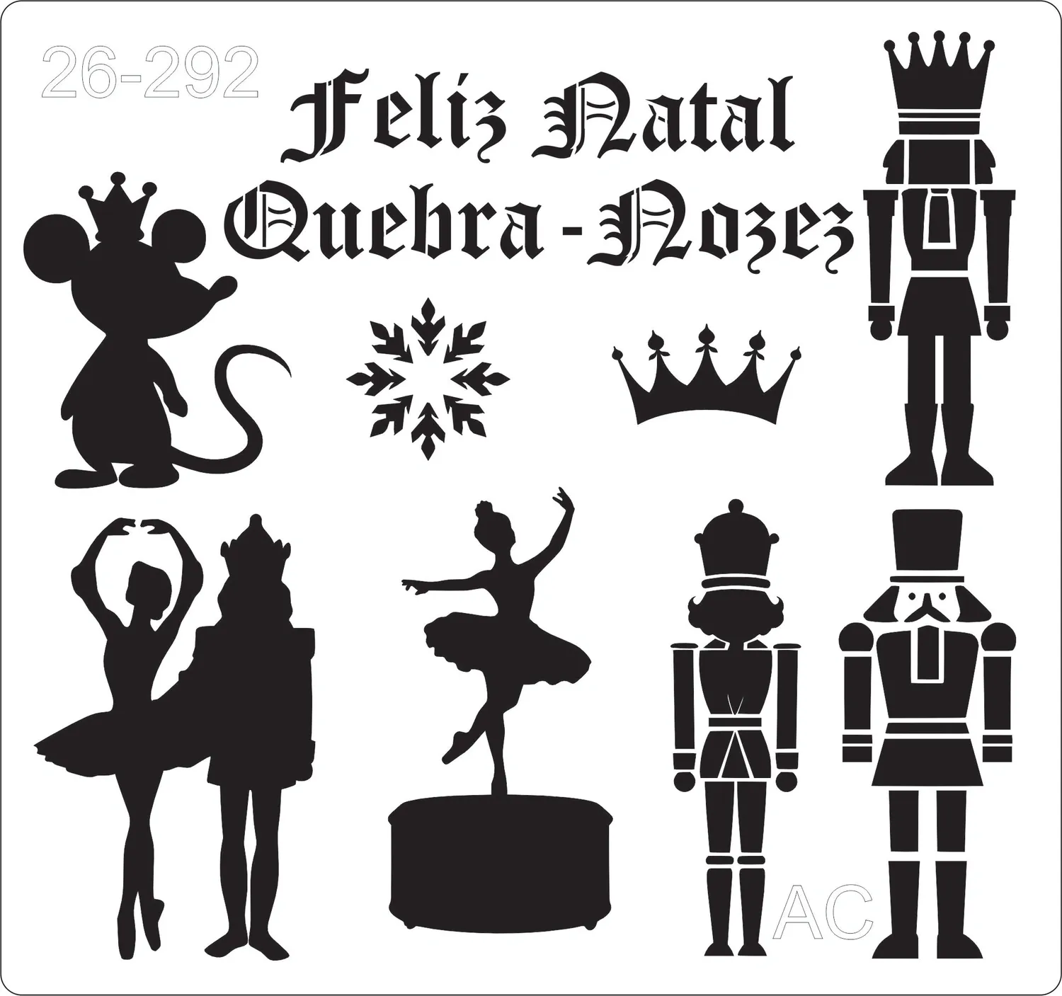 Stencil Feliz Natal- Natal Quebra Nozes  26-292