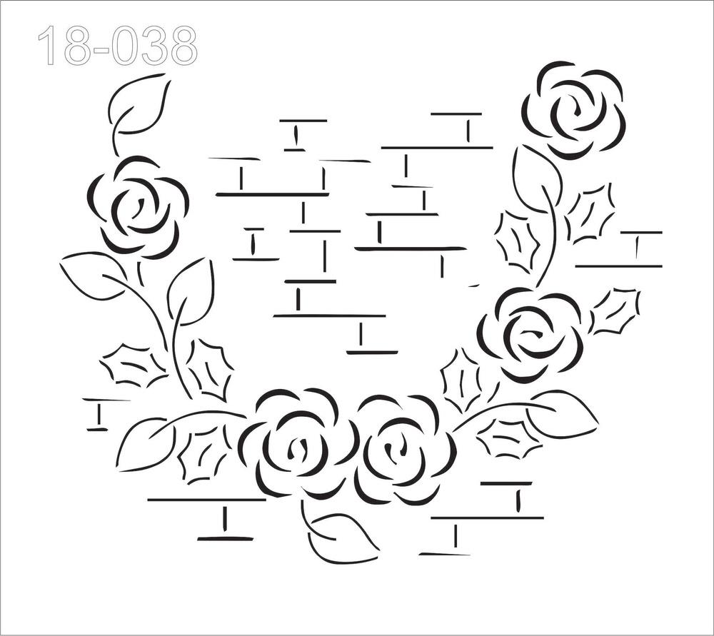 Stencil FOLHAS E ROSAS COD: 18f038